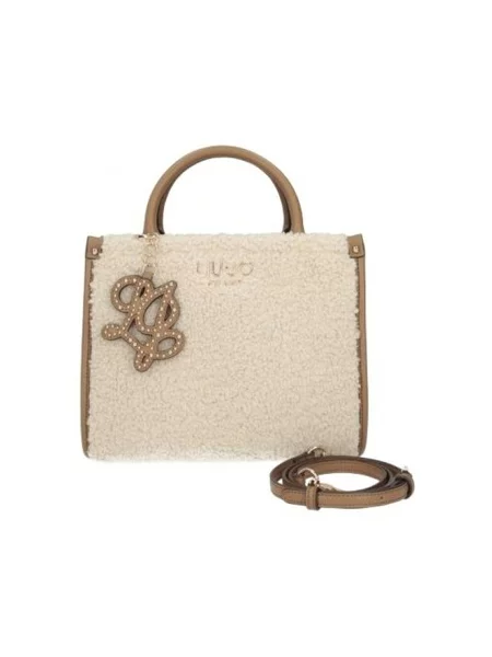 Geantă shopper Liu Jo din piele de oaie alb