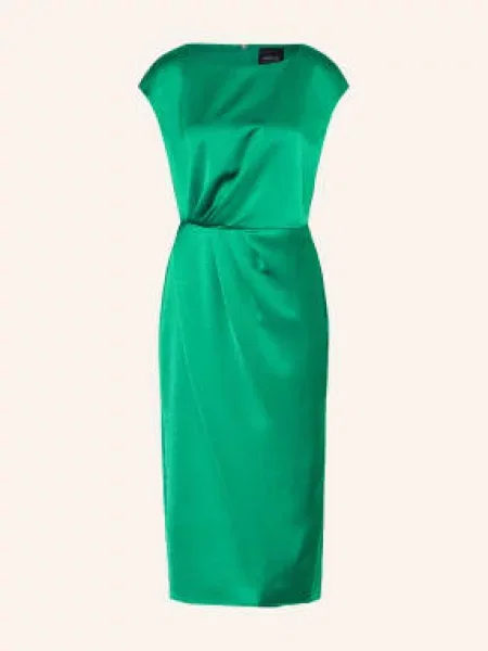 Marc Cain Saténové Pouzdrové Šaty pepper green zelené