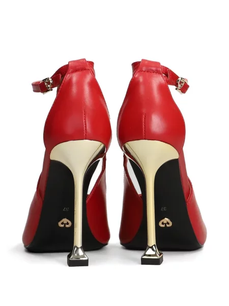 Sandale Gold & Rouge cu bretele roșu