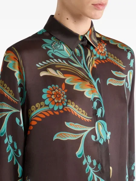 Cămașă Etro cu model floral cu imagine maro