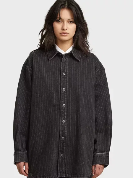 Смугаста максі сорочка G-star Raw сіра