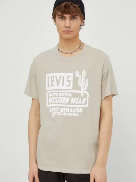 Levi's tričko GRAPHIC CREWNECK béžové