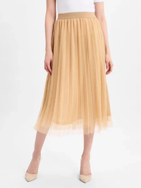 More & More spódnica midi Kobiety beżowy|brązowy jednolity 36 beżowa