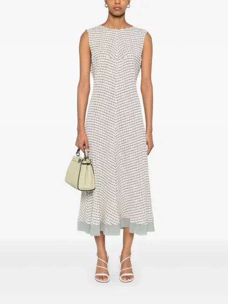 Rochie midi Fendi de mătase până la genunchi de costum alb