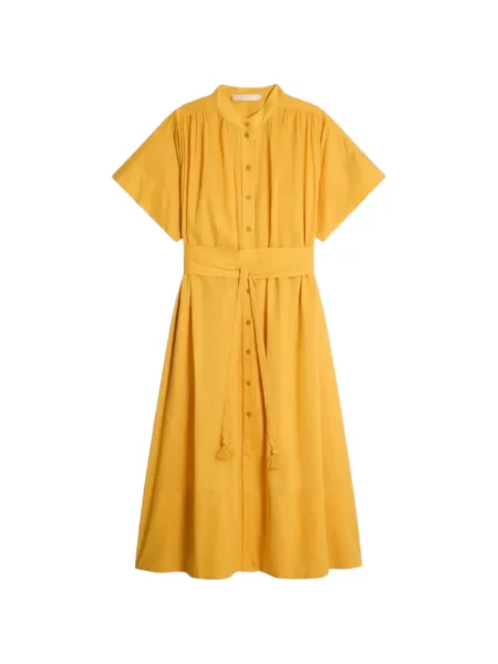 Cu centură rochie midi Vanessa Bruno galben