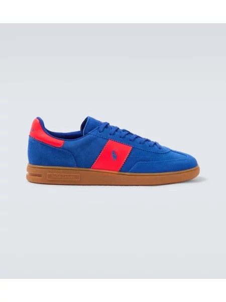 Sneakerși Polo Ralph Lauren din piele de căprioară albastru