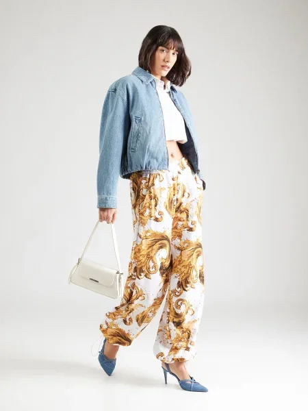 Versace Jeans Couture Nohavice hnedá / oranžová biela