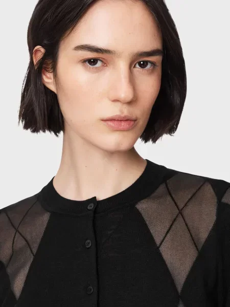 Шерстяной кардиган Allsaints с принтом черный