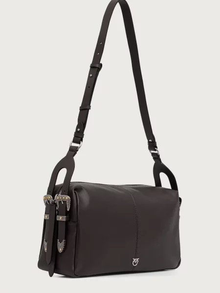 Pinko De piele geantă pe umăr 24 Classic New Biker maro