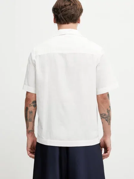 A.P.C. koszula z dodatkiem lnu Chemise Manches Courtes biała