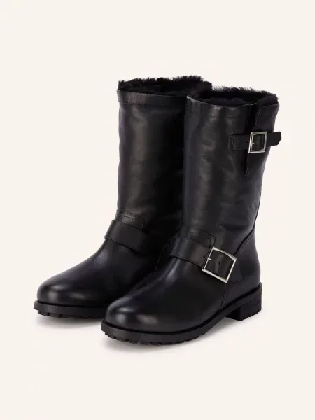 Jimmy Choo Botki Motocyklowe schwarz czarne