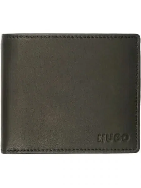 HUGO Bőr pénztárca fekete