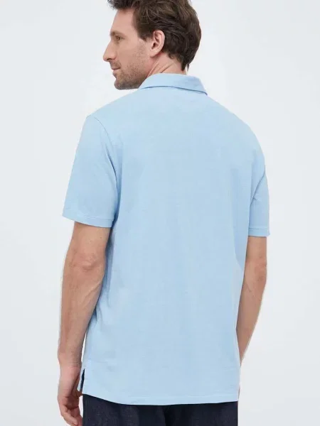 Polo tričko se lněnou směsí Polo Ralph Lauren modré