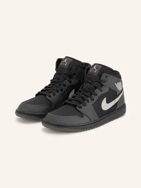 Jordan Kotníkové Tenisky Air Jordan 1 Mid Utility / světle šedá / tmavě šedá černá