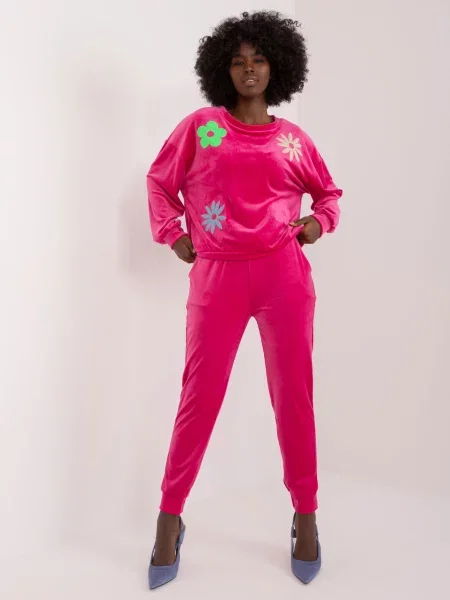 Hlače Fashionhunters iz rebrastega žameta fuksija