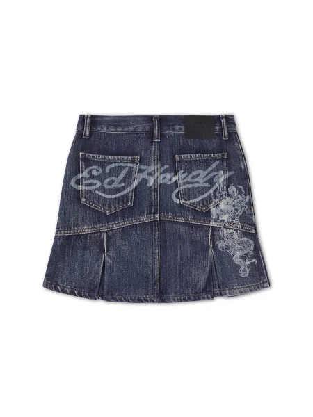 Ed Hardy Sukňa Flaming Dragon pastelovo / tmavomodrá modrá
