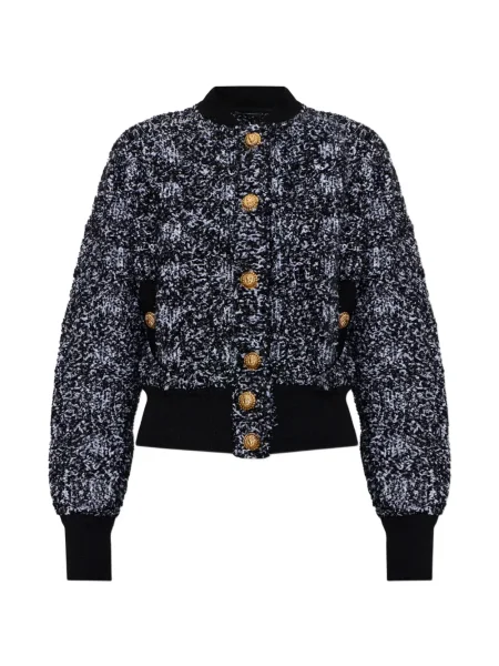 Geacă Balmain din tweed negru