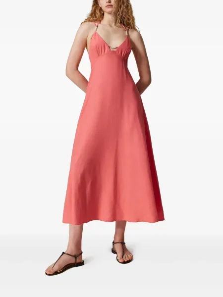 Rochie maxi Twinset de costum roz