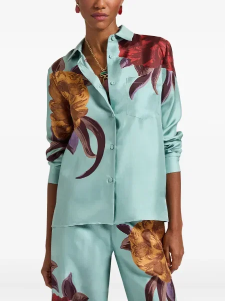 Cămașă La Doublej cu model floral cu imagine albastru