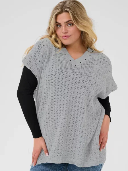 KAFFE CURVE Pláštěnka Rosa melír šedý