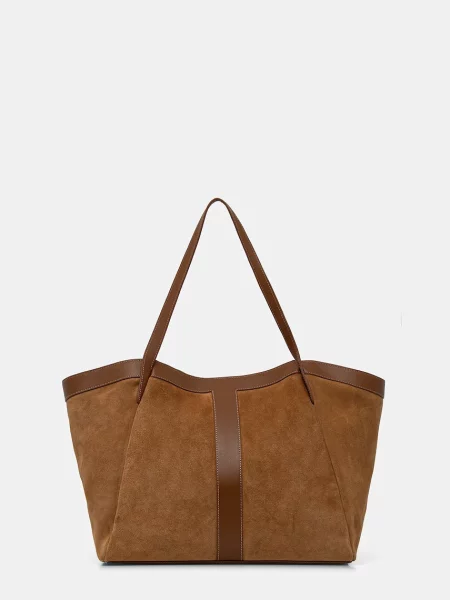 Twinset geantă de mână din piele întoarsă maro