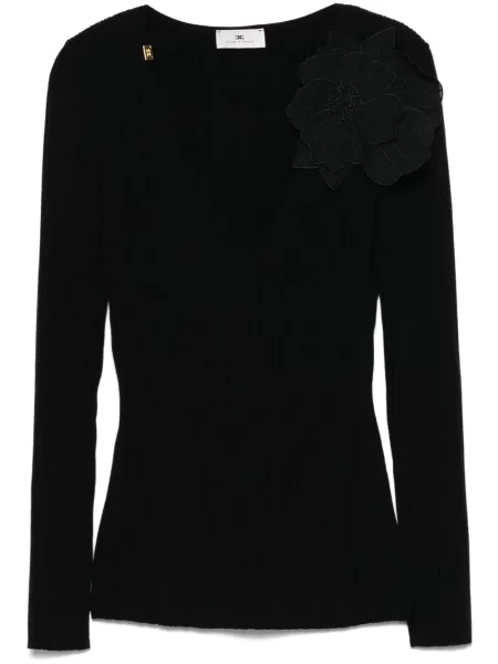 Top Elisabetta Franchi cu model floral negru
