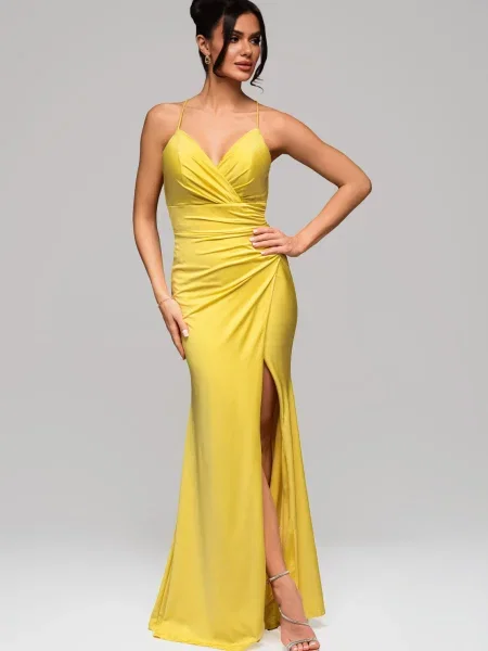 Rochie de seară Edoti de costum galben