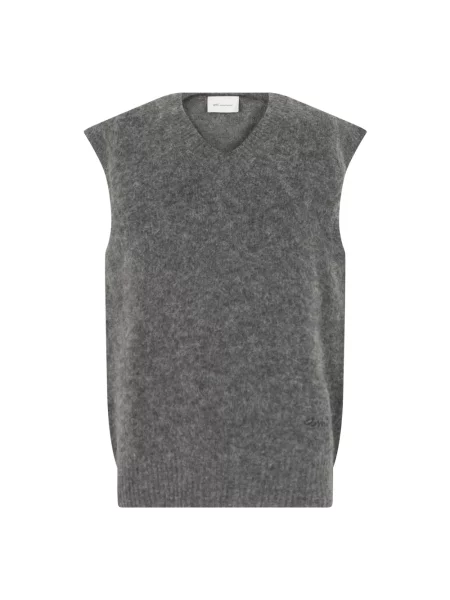 Sweter Ami Paris wełniany bez rękawów szary