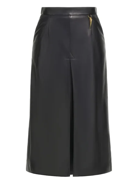 Fustă din piele Roberto Cavalli plisată până la genunchi negru