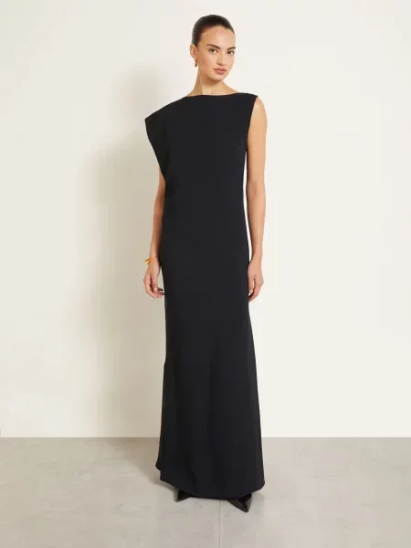 Jacquemus Večerní Šaty La Robe Drap Longue černá