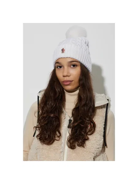 Czapka Moncler Grenoble wełniana beżowa