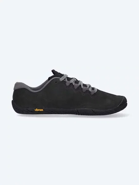 Половинки обувки от велур Merrell Vapor Glove 3 Luna Luna с равна подметка черно
