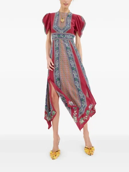 Rochie midi La Doublej până la genunchi de costum roșu