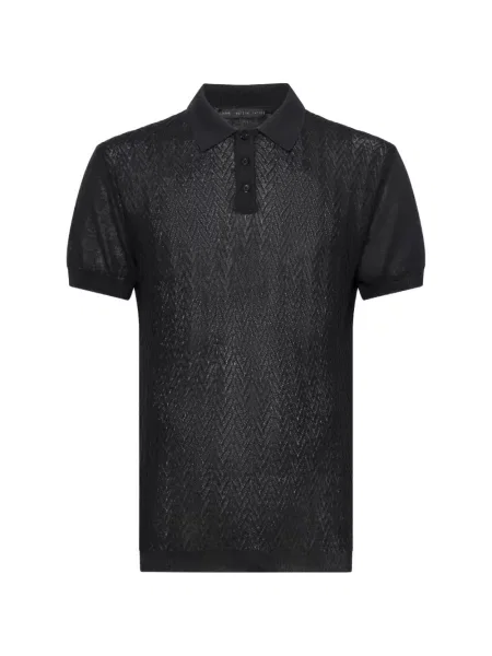 Плетена поло тениска Low Brand черно