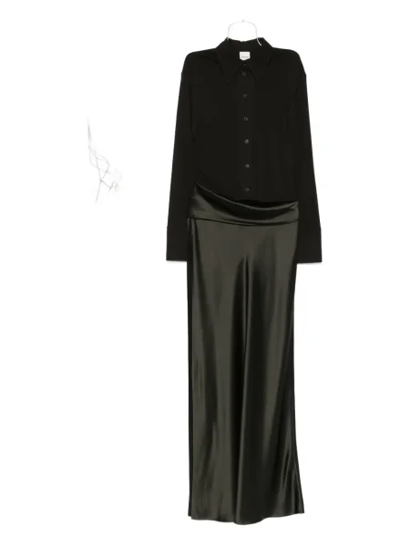 Rochie maxi Nanushka din satin de costum verde