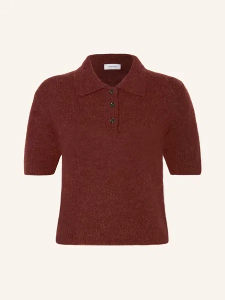 Darling Harbour Pletené Polo Tričko S Alpakou wood brown hnědé