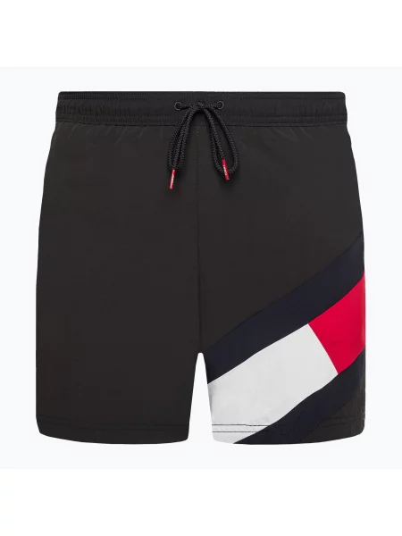 Tommy Hilfiger Plavecké šortky Sf Medium Drawstring Černá bílé