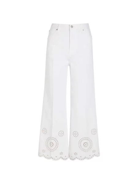 Pantaloni Frame cu broderie alb