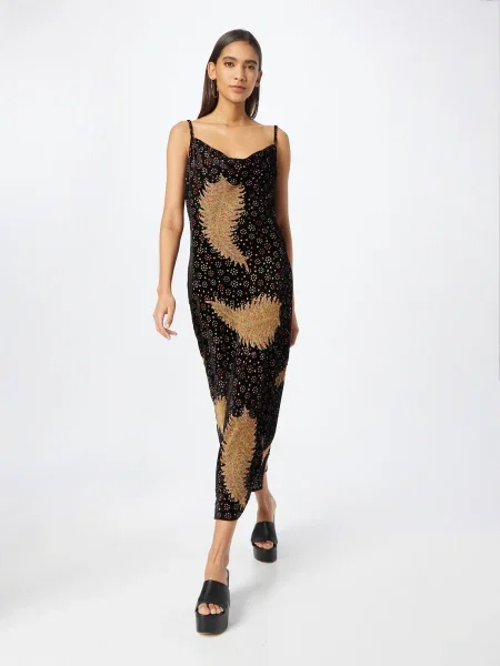 Nasty Gal Ruha sötét bézs / zöld / világospiros / fekete