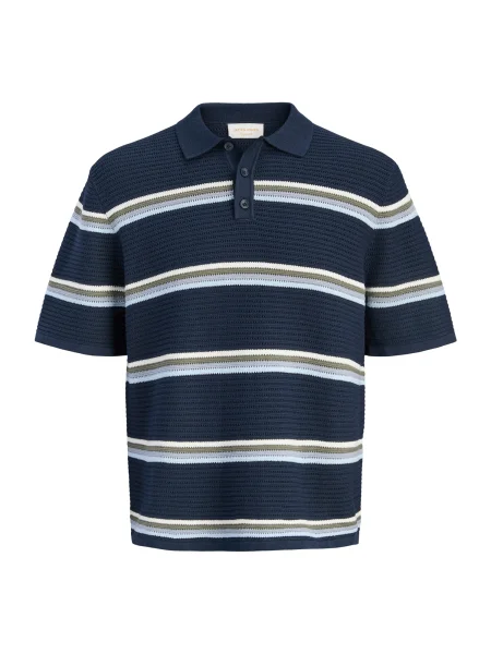 JACK & JONES Pulover JORMAINE albastru noapte / albastru porumbel / albastru pastel alb