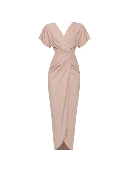 Rochie midi Nissa cu decolteu în V drapată
