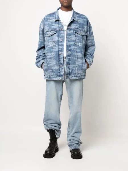 Raštuotas džinsinė striukė Vetements mėlyna