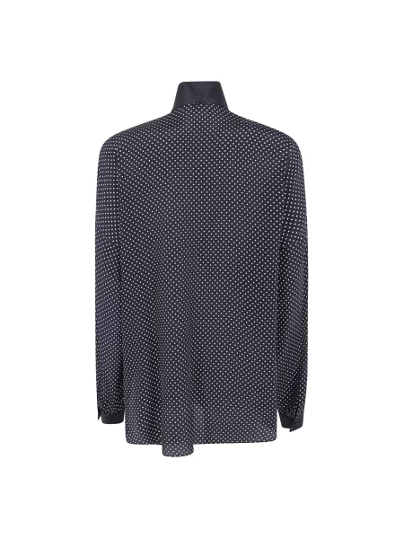 Bluzka Tom Ford w grochy z krepy z żabotem czarna