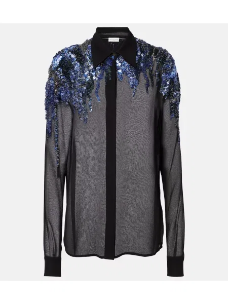 Bluză Dries Van Noten din șifon negru