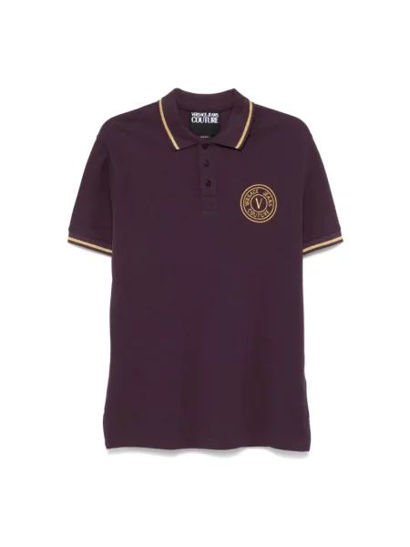 Koszulka polo Versace Jeans Couture fioletowa