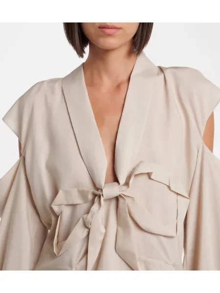 Bluză Acne Studios cu funde bej