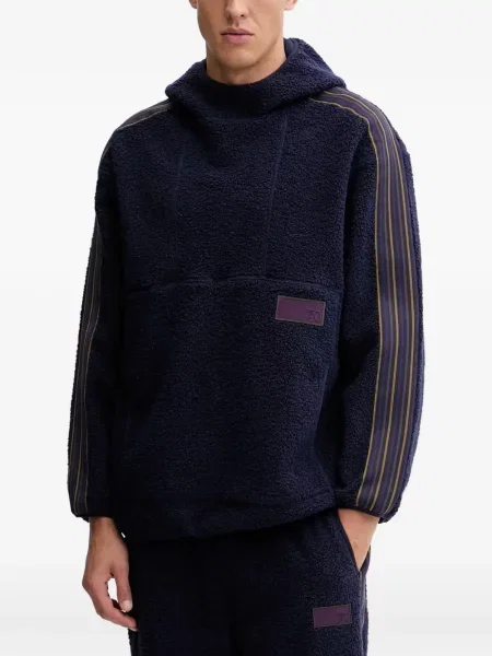 Hanorac cu glugă Ea7 Emporio Armani cu dungi albastru