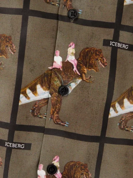 Karirana košulja Iceberg s printom zelena