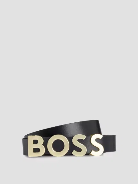 Шкіряний ремінь Boss чорний