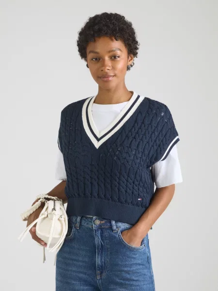 Tommy Jeans Pulover mornarska bela